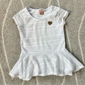 Juicy Couture White Stretch Mesh Peplum Top Girls Size 5